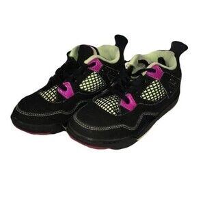 NIke Air Jordan Retro 4 Exclusive Fuchsia Lime Girl’s Basketball Shoes Size 10